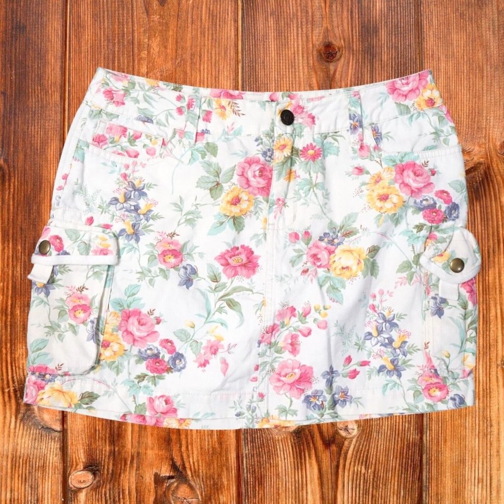 Ralph Lauren Cargo Floral Print Skirt 4 Pockets‎ Girl's Size 16 100% Cotton